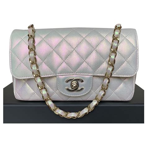 white iridescent chanel bag|Chanel bag white price.